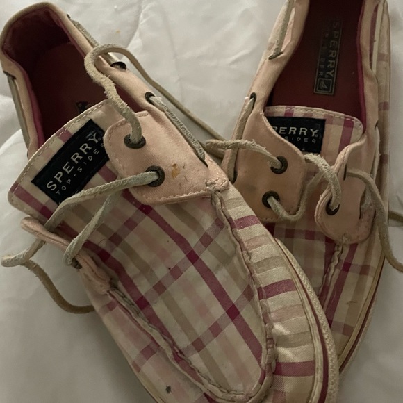 Sperry Pink Plaid Canvas Loafers - Picture 3 of 9